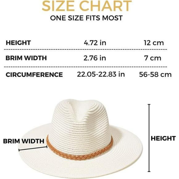 Panama Straw Hat for Women Stylish Wide Brim Sun Hat Summer Beach Hat UPF 50+